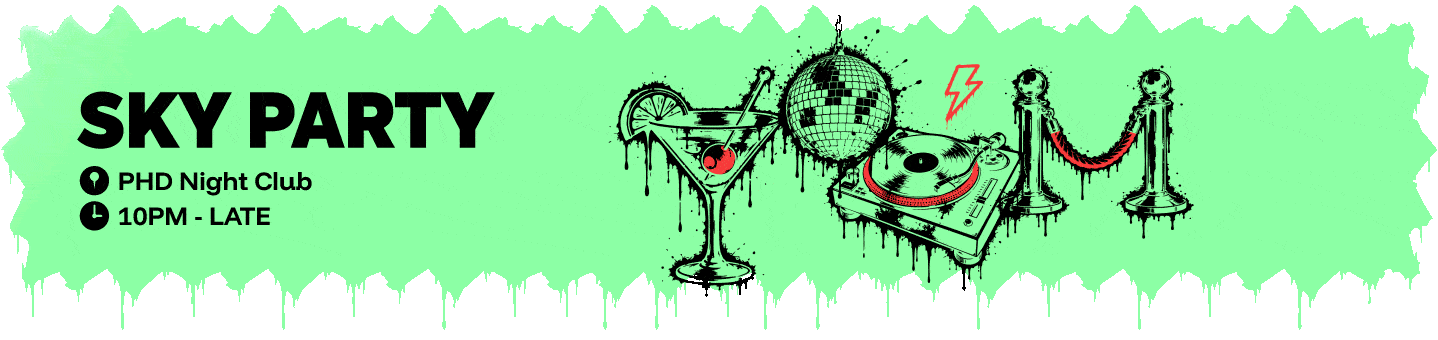 DDNYC card: Sky Party, PHD Night Club, 10pm until late.